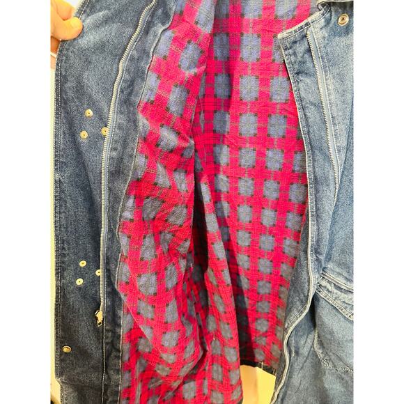Vintage CURRENT SEEN Women’s Blue Denim Zip Chore Jean Barn Jacket Shacket sz L - Picture 7 of 13